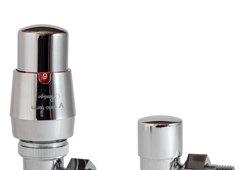 conjunto de válvulas con cabezal termostatico cromado