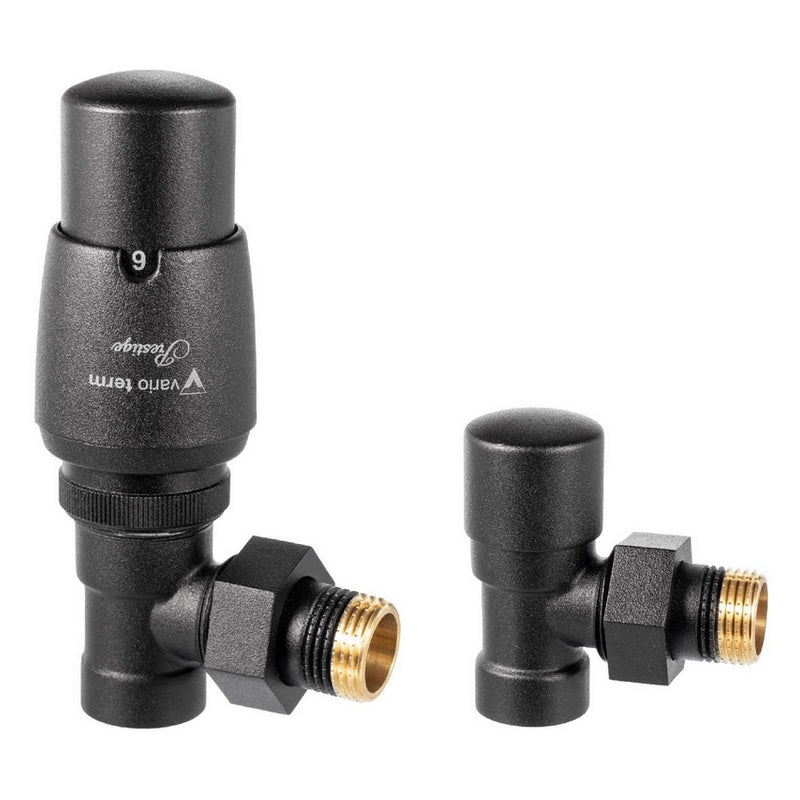 conjunto de válvulas con cabezal termostatico negro